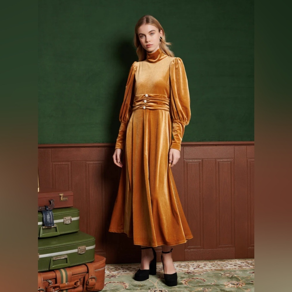 SISTER JANE Citrine Velvet Maxi Dress